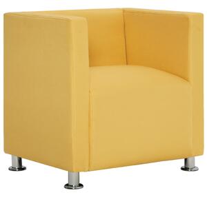 Fotel kubik, żółty, tkanina
