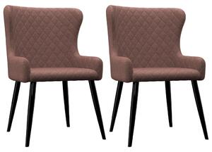 Krzesła do jadalni, 2 szt., brązowe, tapicerowane tkaniną