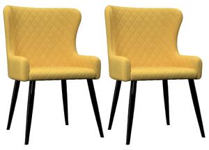 Krzesła do jadalni, 2 szt., żółte, tkanina