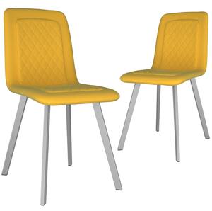 Krzesła stołowe, 2 szt., żółte, aksamit