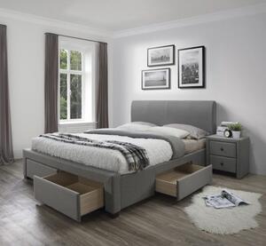 Łóżko Modena 180x200 cm, popielate, tapicerowane, z szufladami, do sypialni, do spania