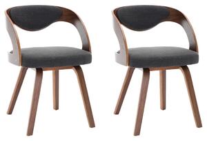 Krzesła stołowe, 2 szt., ciemnoszare, gięte drewno i tkanina