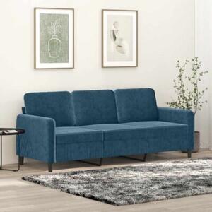 Sofa 3-osobowa, niebieski, 180 cm, tapicerowana aksamitem