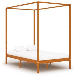 Rama łóżka z baldachimem, miodowy brąz, lita sosna, 120x200 cm
