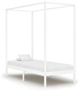 Rama łóżka z baldachimem, biel, lite drewno sosnowe, 100x200 cm