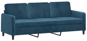 Sofa 3-osobowa, niebieski, 180 cm, tapicerowana aksamitem