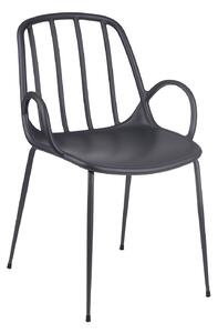 Krzesło Rita, krzesło plastikowe do ogrodu, na taras i balkon, nowoczesne, na zewnątrz, grafitowe, czarme, minimalistyczne