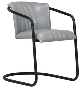 Krzesła stołowe, 6 szt., szare, naturalna skóra