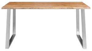 Stół jadalniany, 160 x 80 x 75 cm, lite drewno akacjowe i stal