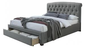 Łóżko Avanti 160x200 z szufladą, tapicerowane tkaniną, popielate, szare