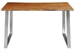 Stół jadalniany, 140 x 80 x 75 cm, lite drewno akacjowe i stal