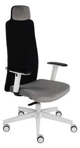 -15% z kodem JUNE15 - Fotel Mike W Grospol - biurowy, obrotowy, siatkowy, z zagłówkiem, białe krzesło do biurka