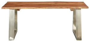 Stolik kawowy, 100x60x40 cm, drewno akacjowe i stal nierdzewna