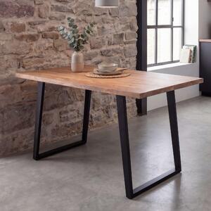 FineBuy Stół do jadalni 120 cm prostokątny z litego drewna akacjowego Industrial Stół do jadalni z litego drewna Stół kuchenny z litego drewna Stół z litego drewna z ramą w kształcie litery U Czarny
