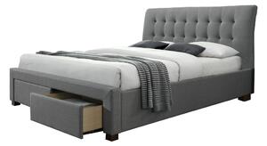 Szare, tapicerowane łóżko do sypialni Percy 160x200. Łóżko marki Eltap z szufladą, łoże z pojemnikiem