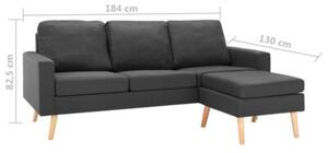 Sofa 3-osobowa z podnÃ³Å¼kiem, ciemoszara, tapicerowana tkaninÄ