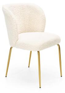 Krzesło K474, krzesło baranek, krzesło boucle - na złotych nóżkach, stylowe, glamour, jadalniane, dekoracyjne, do sypialni, salonu