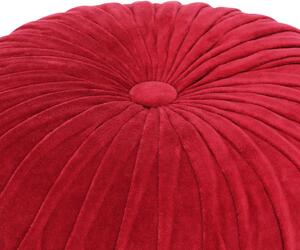 Puf, aksamit bawełniany, marszczony, 40 x 30 cm, czerwony