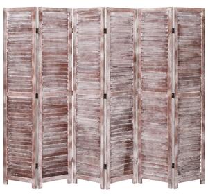 Parawan 6-panelowy, brązowy, 210 x 165 cm, drewniany