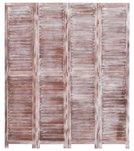 Parawan 4-panelowy, brązowy, 140 x 165 cm, drewniany
