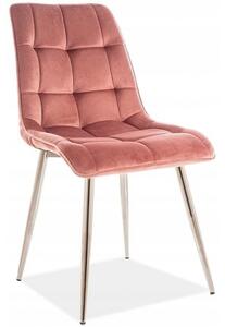 Krzesło Tapicerowane Do Salonu CHIC CHROM Różowe Welurowe