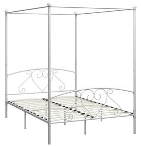 Rama łóżka z baldachimem, biała, metalowa, 160 x 200 cm