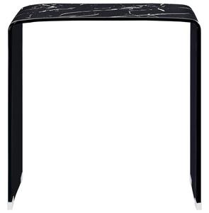 Stolik kawowy, czarny, marmurkowy, 50x50x45 cm, szkło hartowane