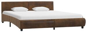 Rama łóżka, brązowa, sztuczna skóra, 160 x 200 cm