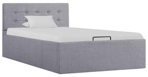 Rama łóżka z podnośnikiem, jasnoszara, tkanina, 90 x 200 cm