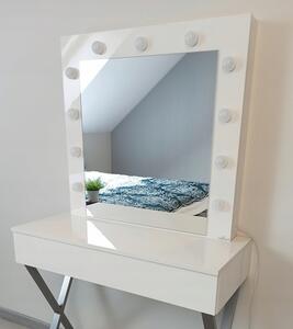 Toaletka "VOGA" z lustrem "GLAM" biały połysk, 90cm, srebrny X