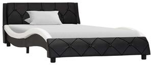 Rama łóżka, czarno-biała, sztuczna skóra, 100 x 200 cm