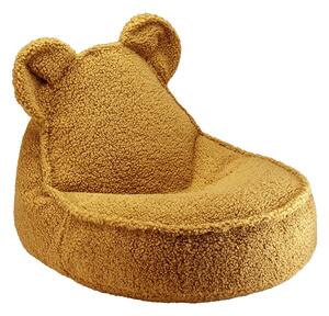 Brązowy dziecięcy worek do siedzenia z materiału bouclé Bear – Wigiwama