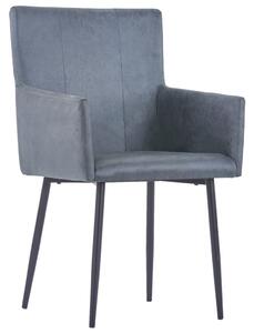 Krzesła z podłokietnikami, 4 szt., szare, sztuczny zamsz