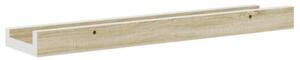 Półki ścienne, 2 szt., biel i dąb sonoma, 40x9x3 cm