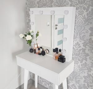 Toaletka z lustrem "LENA WHITE "mat, 75cm, białe nóżki