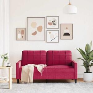 Sofa 2-osobowa, winna czerwieÅ, 140 cm, tapicerowana aksamitem