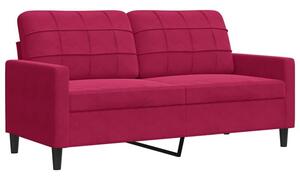 Sofa 2-osobowa, winna czerwieÅ, 140 cm, tapicerowana aksamitem