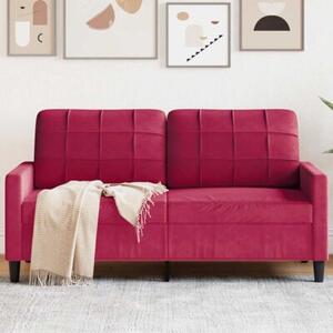 Sofa 2-osobowa, winna czerwieÅ, 140 cm, tapicerowana aksamitem