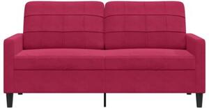 Sofa 2-osobowa, winna czerwieÅ, 140 cm, tapicerowana aksamitem