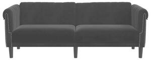 Sofa 3-osobowa, czarna, tapicerowana aksamitem