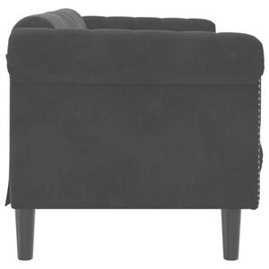 Sofa 3-osobowa, czarna, tapicerowana aksamitem