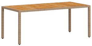 Stół ogrodowy, beżowy 190x90x75 cm, rattan PE i drewno akacjowe