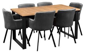 Zestaw LOFT Stół + Szare Krzesła do Salonu 150x80