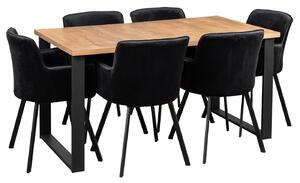 Zestaw LOFT Stół + Czarne Krzesła do Salonu 150x80