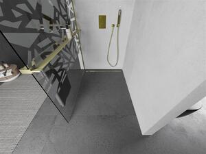 Mexen Kioto+ ścianka prysznicowa z półką Walk-in 90 x 200 cm, biały wzór, złota szczotkowana - 800-090-121-55-85