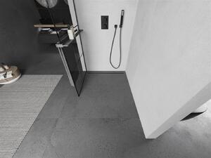 Mexen Kioto+ ścianka prysznicowa z półką Walk-in 90 x 200 cm, czarny wzór, gun gray szczotkowany - 800-090-121-66-77