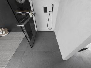 Mexen Kioto+ ścianka prysznicowa z półką Walk-in 120 x 200 cm, czarny wzór, gun gray szczotkowany - 800-120-121-66-77