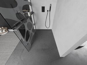 Mexen Kioto+ ścianka prysznicowa z półką Walk-in 90 x 200 cm, biały wzór, gun metal - 800-090-121-95-97