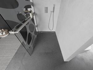 Mexen Kioto+ L ścianka prysznicowa z półką Walk-in 70 x 200 cm, biały wzór, nikiel szczotkowany - 800-070-123-97-97
