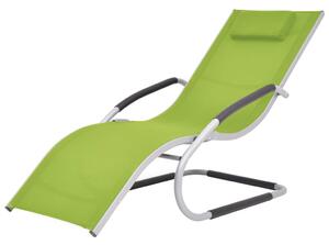 Leżak z poduszką, aluminium i textilene, zielony